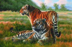 Постер тигр картина на текстурной бумаге